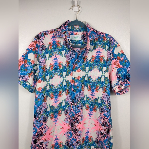 Seaplane Shirt Mens Size XS Geometric Psychedelic All Over Print Button Front - Picture 6 of 10